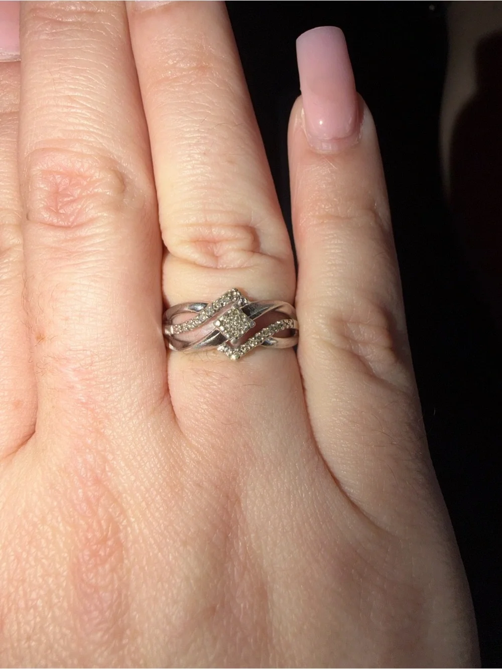 925 Sterling Silver diamond ring size 7.5